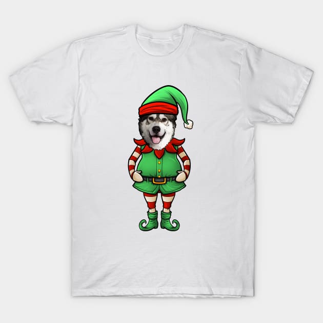 Alaskan Malamute Christmas Elf T-Shirt by whyitsme